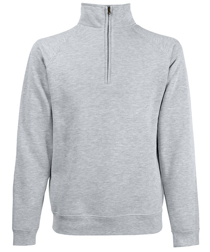 Tryck din logga på Sweatshirts från Fruit of the Loom - Anpassa Fruit Of The Loom - Premium 70/30 sweatshirt med halsringning och dragkedja i färgen Ljunggrå för företag, föreningar och privatpersoner