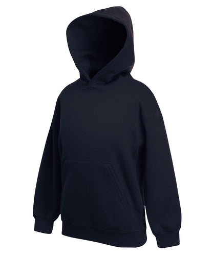 Tryck din logga på Hoodies från Fruit of the Loom - Anpassa Fruit Of The Loom - Premium Hoodie För Barn i färgen Marinblå för företag, föreningar och privatpersoner