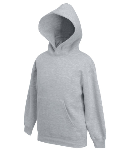Tryck din logga på Hoodies från Fruit of the Loom - Anpassa Fruit Of The Loom - Premium Hoodie För Barn i färgen Ljunggrå för företag, föreningar och privatpersoner