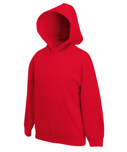Tryck din logga på Hoodies från Fruit of the Loom - Anpassa Fruit Of The Loom - Premium Hoodie För Barn i färgen Mellan röd för företag, föreningar och privatpersoner