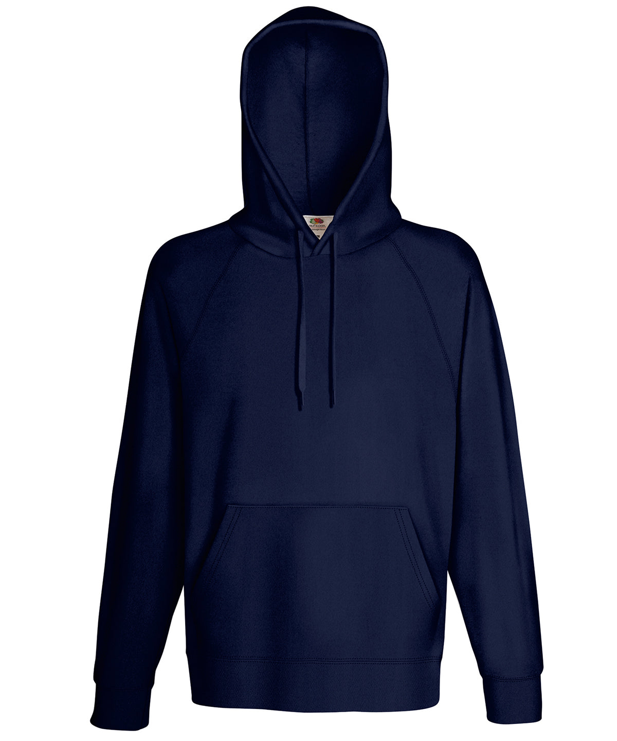 Tryck din logga på Hoodies från Fruit of the Loom - Anpassa Fruit Of The Loom - Lättvikts Hoodie i färgen Marinblå för företag, föreningar och privatpersoner
