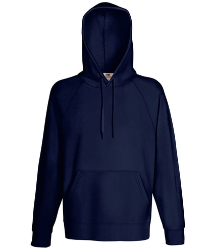 Tryck din logga på Hoodies från Fruit of the Loom - Anpassa Fruit Of The Loom - Lättvikts Hoodie i färgen Marinblå för företag, föreningar och privatpersoner