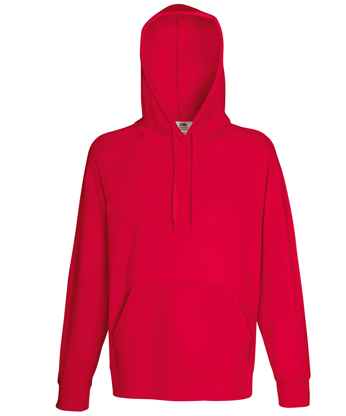 Tryck din logga på Hoodies från Fruit of the Loom - Anpassa Fruit Of The Loom - Lättvikts Hoodie i färgen Mellan röd för företag, föreningar och privatpersoner
