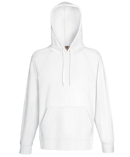 Tryck din logga på Hoodies från Fruit of the Loom - Anpassa Fruit Of The Loom - Lättvikts Hoodie i färgen Vit för företag, föreningar och privatpersoner