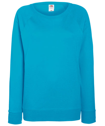 Tryck din logga på Sweatshirts från Fruit of the Loom - Anpassa Fruit Of The Loom - Lätt raglan sweatshirt för damer i färgen Mellanblå för företag, föreningar och privatpersoner