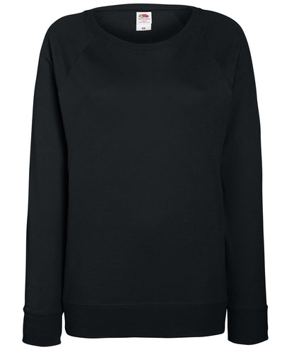 Tryck din logga på Sweatshirts från Fruit of the Loom - Anpassa Fruit Of The Loom - Lätt raglan sweatshirt för damer i färgen Svart för företag, föreningar och privatpersoner