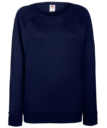 Tryck din logga på Sweatshirts från Fruit of the Loom - Anpassa Fruit Of The Loom - Lätt raglan sweatshirt för damer i färgen Marinblå för företag, föreningar och privatpersoner