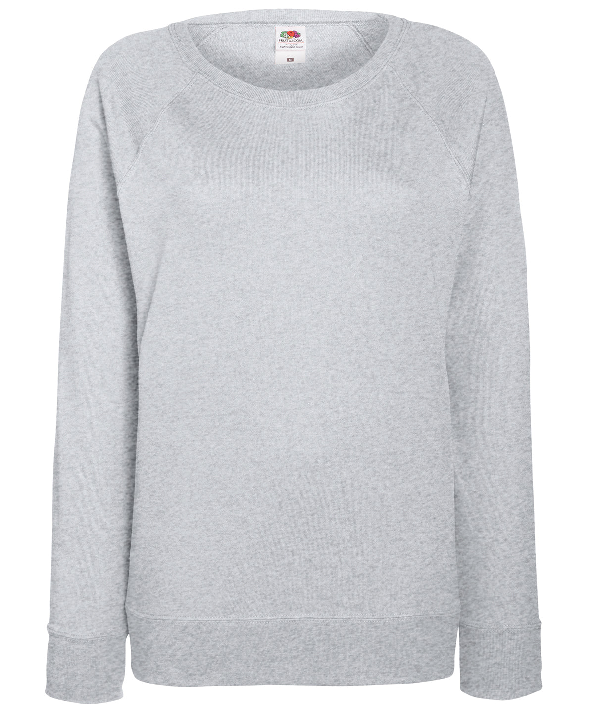 Tryck din logga på Sweatshirts från Fruit of the Loom - Anpassa Fruit Of The Loom - Lätt raglan sweatshirt för damer i färgen Ljunggrå för företag, föreningar och privatpersoner