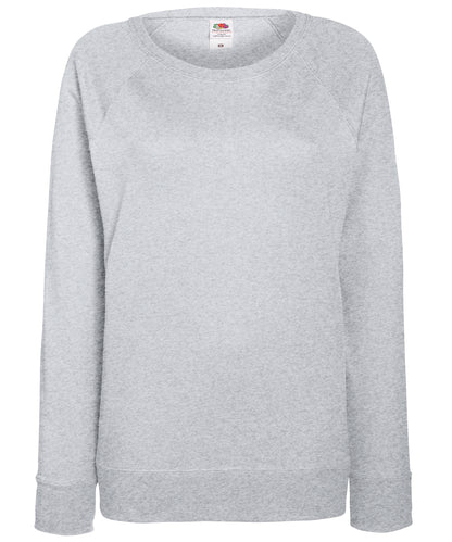 Tryck din logga på Sweatshirts från Fruit of the Loom - Anpassa Fruit Of The Loom - Lätt raglan sweatshirt för damer i färgen Ljunggrå för företag, föreningar och privatpersoner