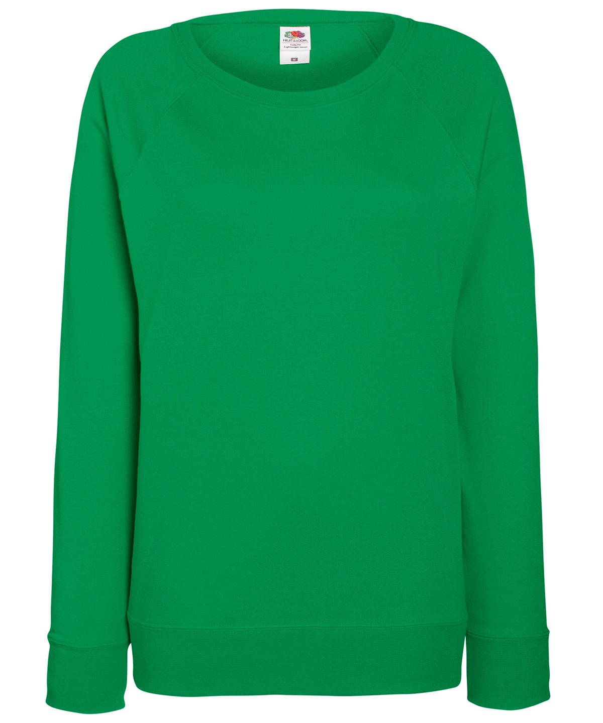 Tryck din logga på Sweatshirts från Fruit of the Loom - Anpassa Fruit Of The Loom - Lätt raglan sweatshirt för damer i färgen Mellan grön för företag, föreningar och privatpersoner