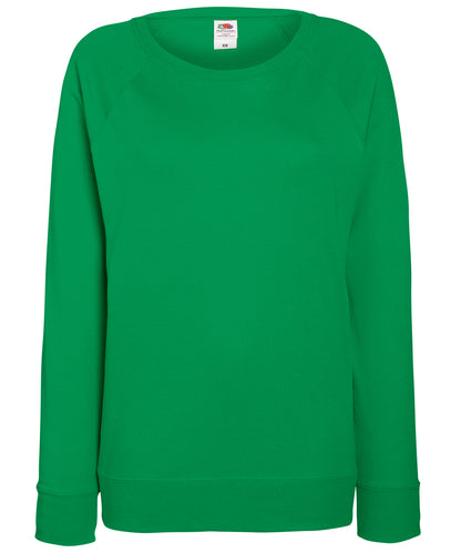 Tryck din logga på Sweatshirts från Fruit of the Loom - Anpassa Fruit Of The Loom - Lätt raglan sweatshirt för damer i färgen Mellan grön för företag, föreningar och privatpersoner