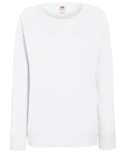Tryck din logga på Sweatshirts från Fruit of the Loom - Anpassa Fruit Of The Loom - Lätt raglan sweatshirt för damer i färgen Vit för företag, föreningar och privatpersoner