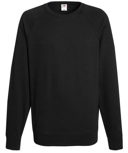 Tryck din logga på Sweatshirts från Fruit of the Loom - Anpassa Fruit Of The Loom - Raglan Sweatshirt i färgen Svart för företag, föreningar och privatpersoner
