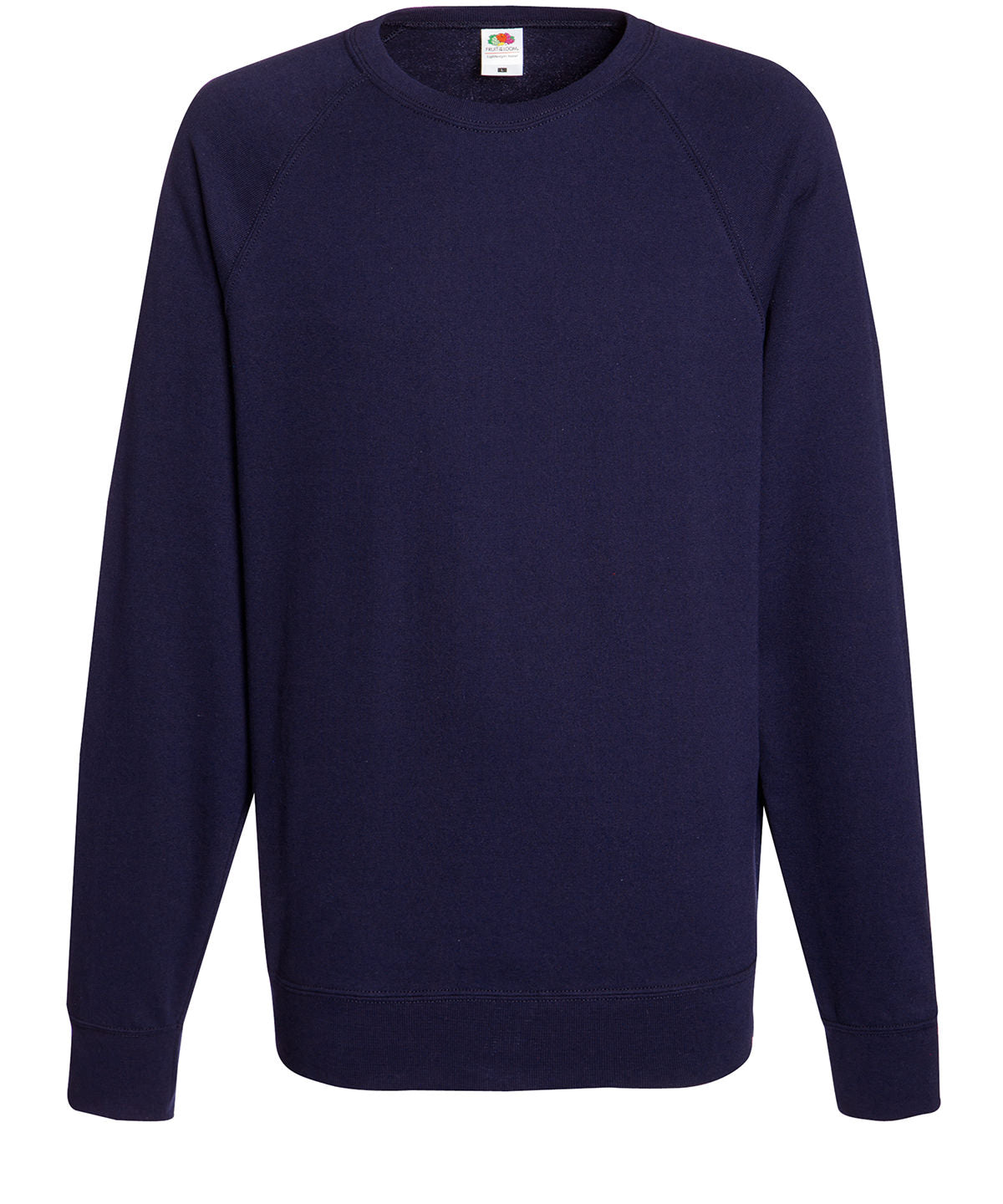 Tryck din logga på Sweatshirts från Fruit of the Loom - Anpassa Fruit Of The Loom - Raglan Sweatshirt i färgen Marinblå för företag, föreningar och privatpersoner