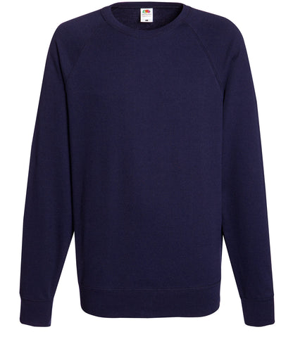Tryck din logga på Sweatshirts från Fruit of the Loom - Anpassa Fruit Of The Loom - Raglan Sweatshirt i färgen Marinblå för företag, föreningar och privatpersoner