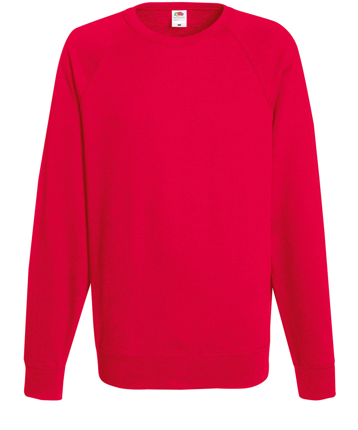 Tryck din logga på Sweatshirts från Fruit of the Loom - Anpassa Fruit Of The Loom - Raglan Sweatshirt i färgen Mellan röd för företag, föreningar och privatpersoner