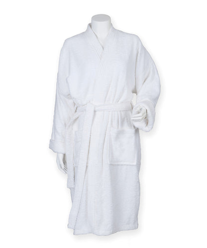 Tryck din logga på Badrockar från Towel City - Anpassa Kimono morgonrock i färgen Vit för företag, föreningar och privatpersoner
