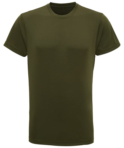 Tryck din logga på T-shirts från TriDri - Anpassa TriDri t-shirt med prestanda i färgen Oliv för företag, föreningar och privatpersoner