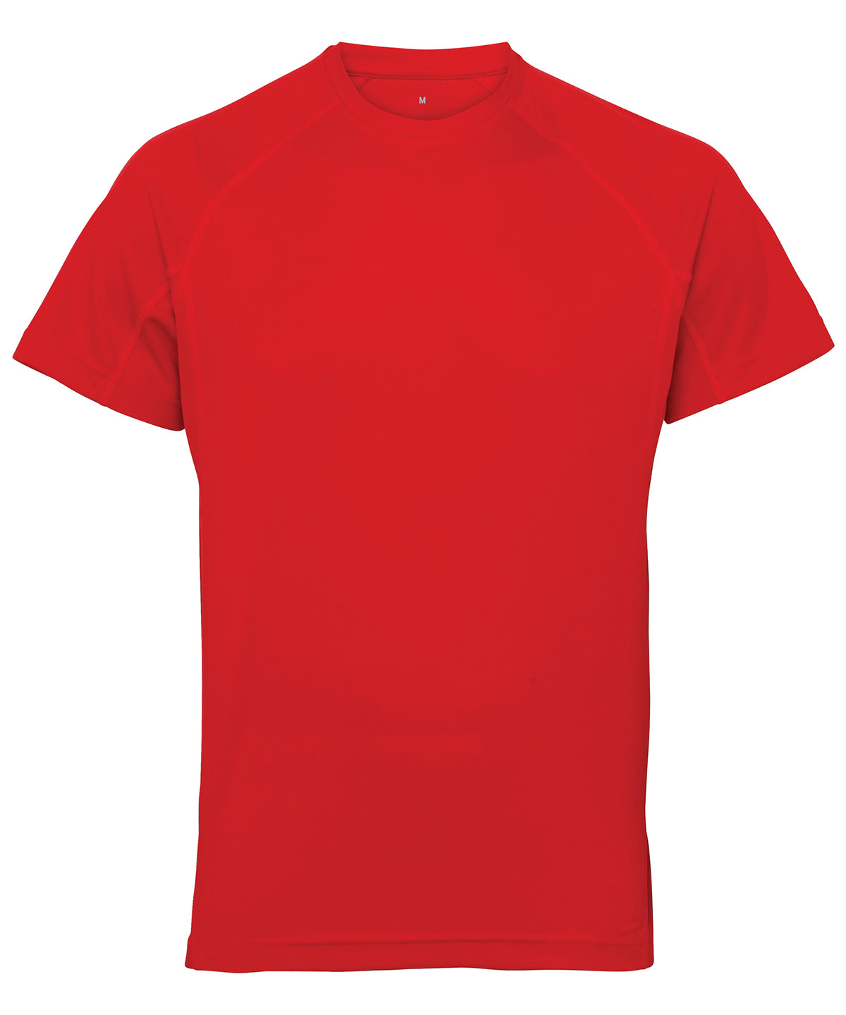 Tryck din logga på T-shirts från TriDri - Anpassa Teknisk t-shirt med TriDri-paneler i färgen Mellan röd för företag, föreningar och privatpersoner