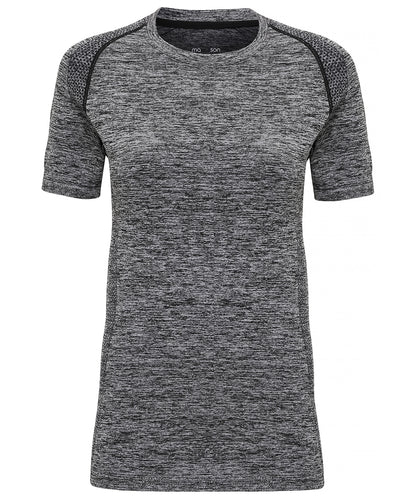 Tryck din logga på T-shirts från TriDri - Anpassa Kortärmad TriDri sömlös '3D fit' multisporttopp för damer i färgen Ljunggrå för företag, föreningar och privatpersoner