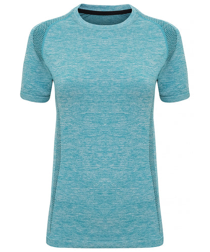 Tryck din logga på T-shirts från TriDri - Anpassa Kortärmad TriDri sömlös '3D fit' multisporttopp för damer i färgen Turkos för företag, föreningar och privatpersoner