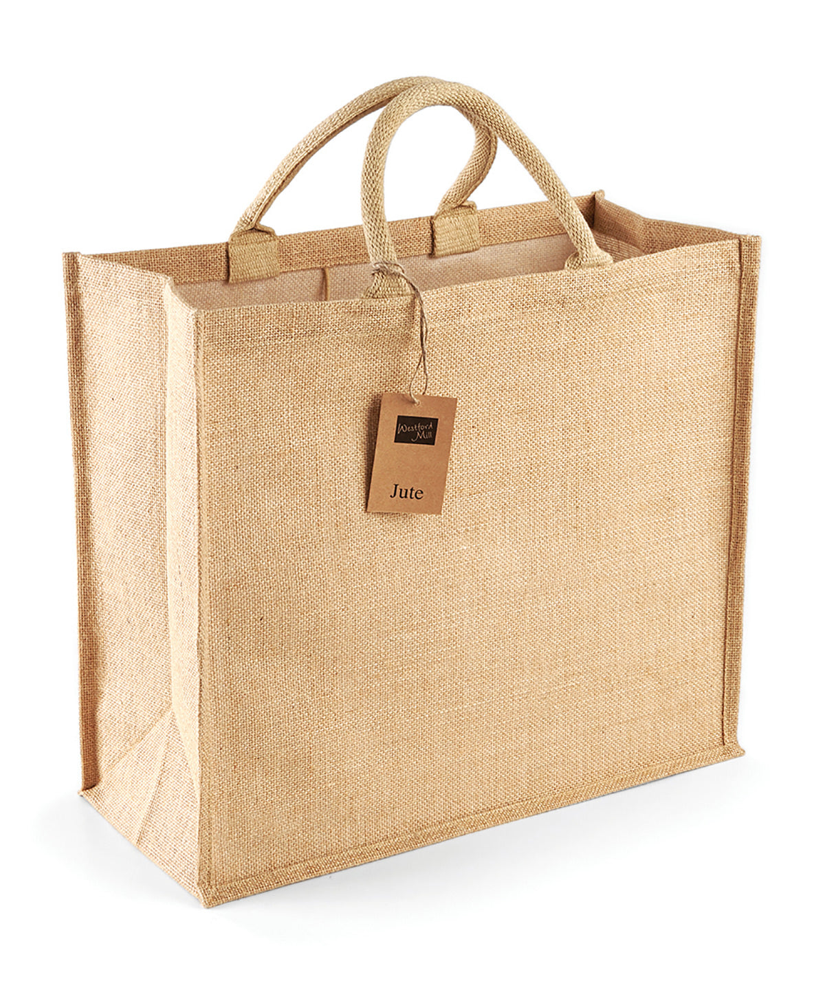 Tryck din logga på Väskor från Westford Mill - Anpassa Jute Jumbo Shopper i färgen Naturligt One Size för företag, föreningar och privatpersoner