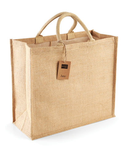 Tryck din logga på Väskor från Westford Mill - Anpassa Jute Jumbo Shopper i färgen Naturligt One Size för företag, föreningar och privatpersoner