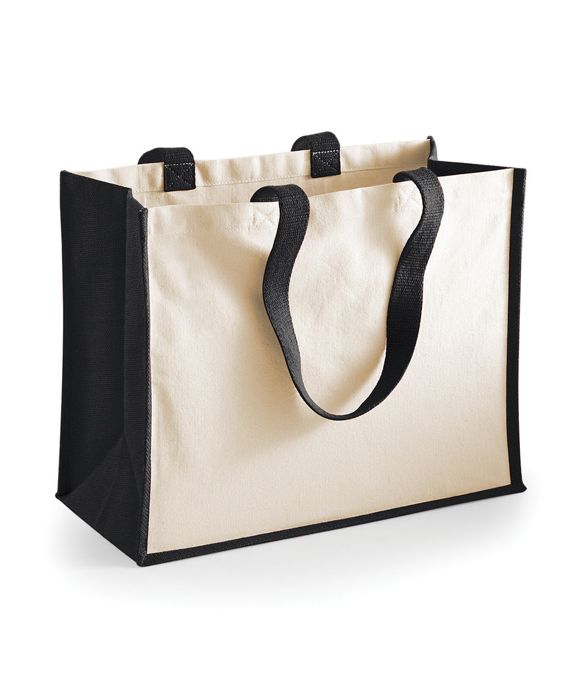 Tryck din logga på Väskor från Westford Mill - Anpassa Classic Jute Shopper i färgen Svart One Size för företag, föreningar och privatpersoner