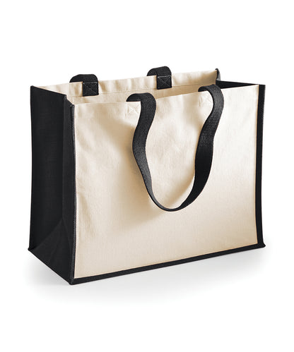 Tryck din logga på Väskor från Westford Mill - Anpassa Classic Jute Shopper i färgen Svart One Size för företag, föreningar och privatpersoner