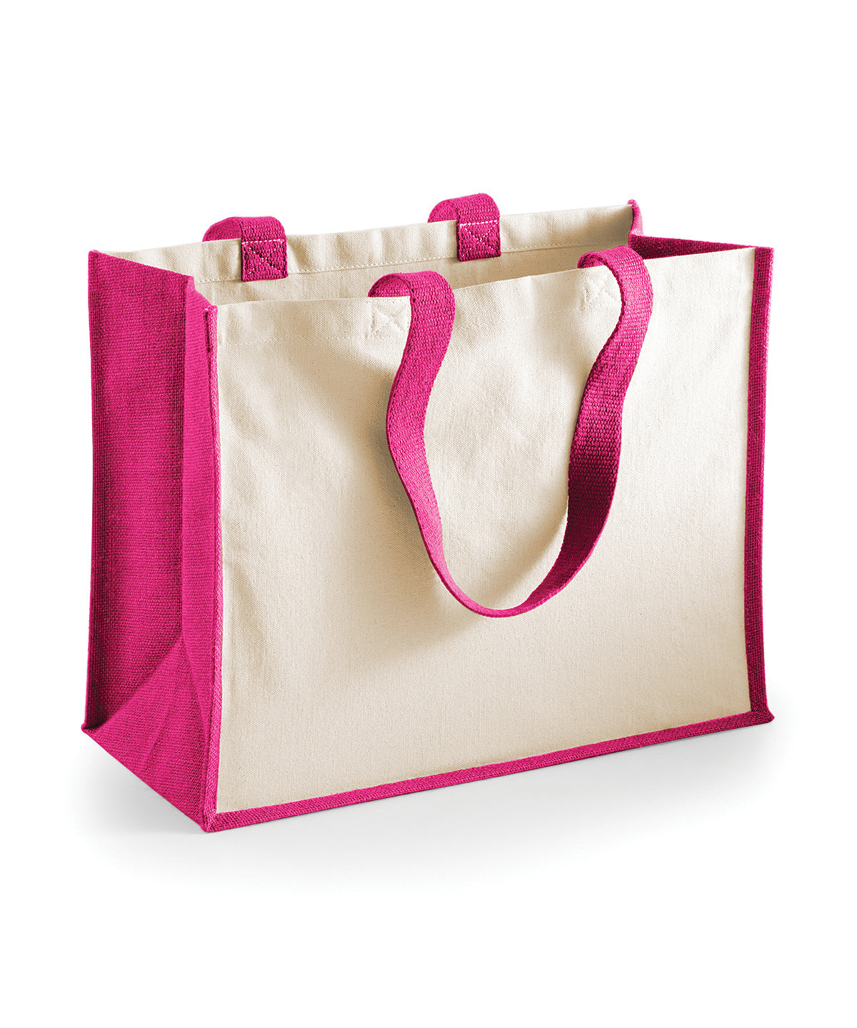 Tryck din logga på Väskor från Westford Mill - Anpassa Classic Jute Shopper i färgen Fuchsia One Size för företag, föreningar och privatpersoner