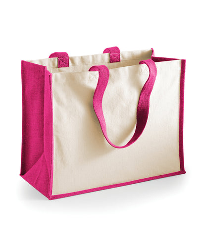 Tryck din logga på Väskor från Westford Mill - Anpassa Classic Jute Shopper i färgen Fuchsia One Size för företag, föreningar och privatpersoner