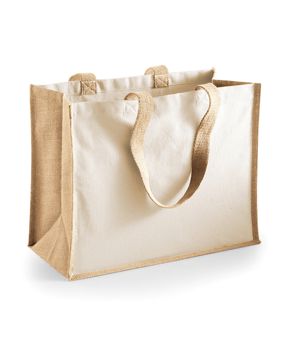 Tryck din logga på Väskor från Westford Mill - Anpassa Classic Jute Shopper i färgen Naturligt One Size för företag, föreningar och privatpersoner