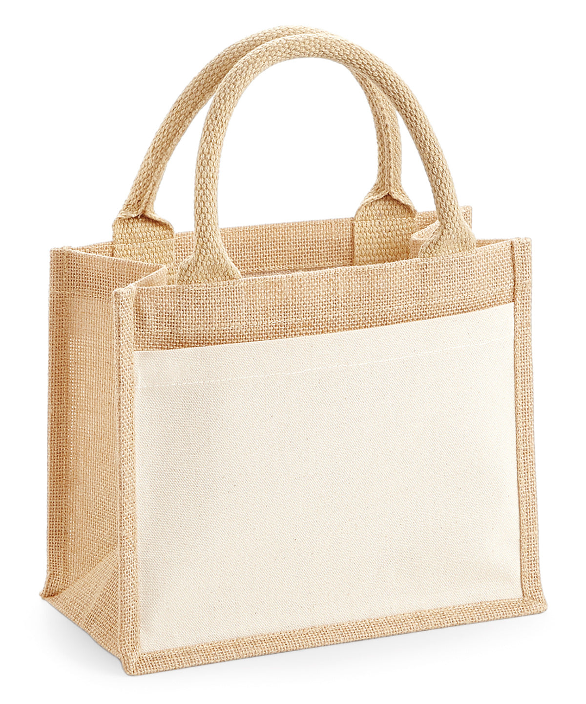 Tryck din logga på Väskor från Westford Mill - Anpassa Jute Gift Bag with Cotton Pocket i färgen Naturligt One Size för företag, föreningar och privatpersoner