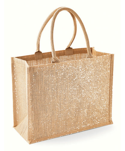 Tryck din logga på Väskor från Westford Mill - Anpassa Shimmer Jute Shopper i färgen Naturligt One Size för företag, föreningar och privatpersoner