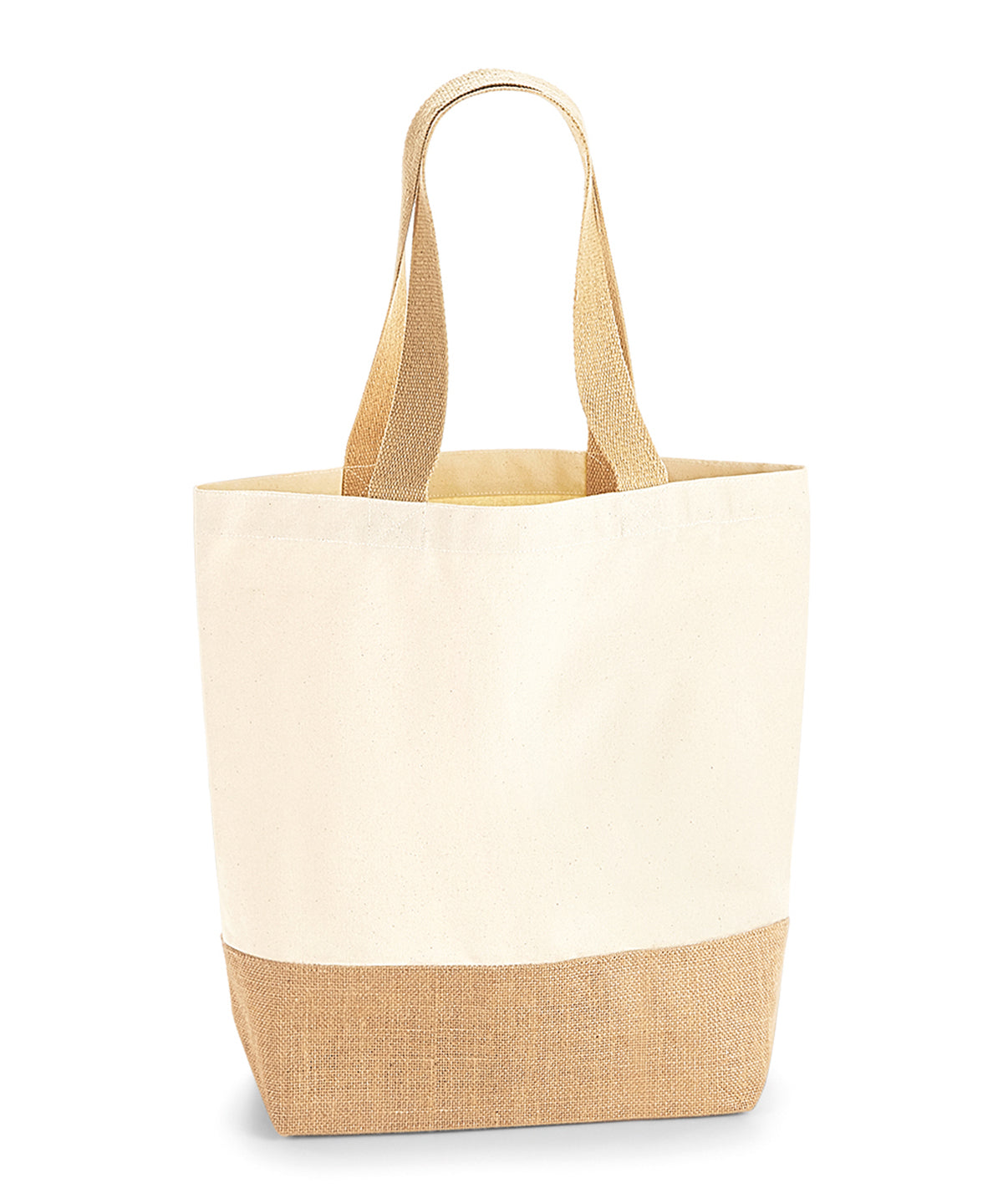 Tryck din logga på Väskor från Westford Mill - Anpassa Canvas Jute Base Shopper i färgen Naturligt One Size för företag, föreningar och privatpersoner