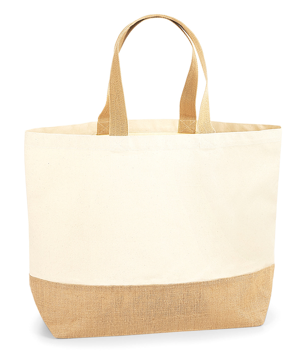 Tryck din logga på Väskor från Westford Mill - Anpassa Canvas Jute Base Tote XL i färgen Naturligt One Size för företag, föreningar och privatpersoner