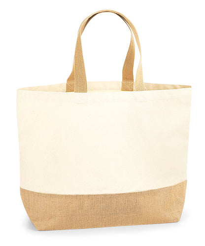 Tryck din logga på Väskor från Westford Mill - Anpassa Canvas Jute Base Tote XL i färgen Naturligt One Size för företag, föreningar och privatpersoner