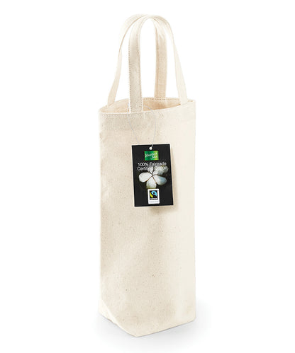 Tryck din logga på Väskor från Westford Mill - Anpassa Flaskpåse i Fairtrade-märkt bomull i färgen Naturligt One Size för företag, föreningar och privatpersoner