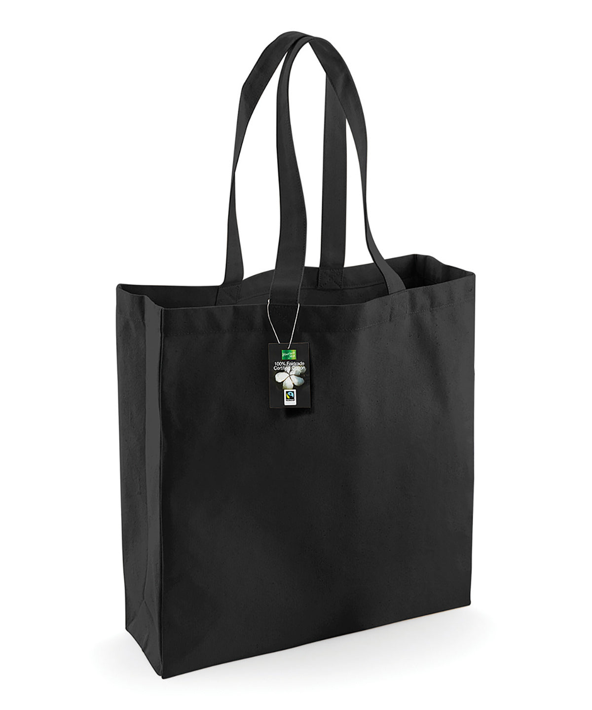 Tryck din logga på Väskor från Westford Mill - Anpassa Fairtrade Cotton Classic Shopper i färgen Svart One Size för företag, föreningar och privatpersoner