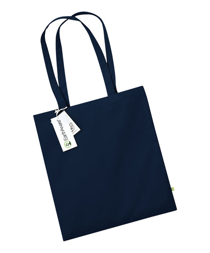 Tryck din logga på Väskor från Westford Mill - Anpassa EarthAware Organic Bag for Life i färgen Marinblå One Size för företag, föreningar och privatpersoner