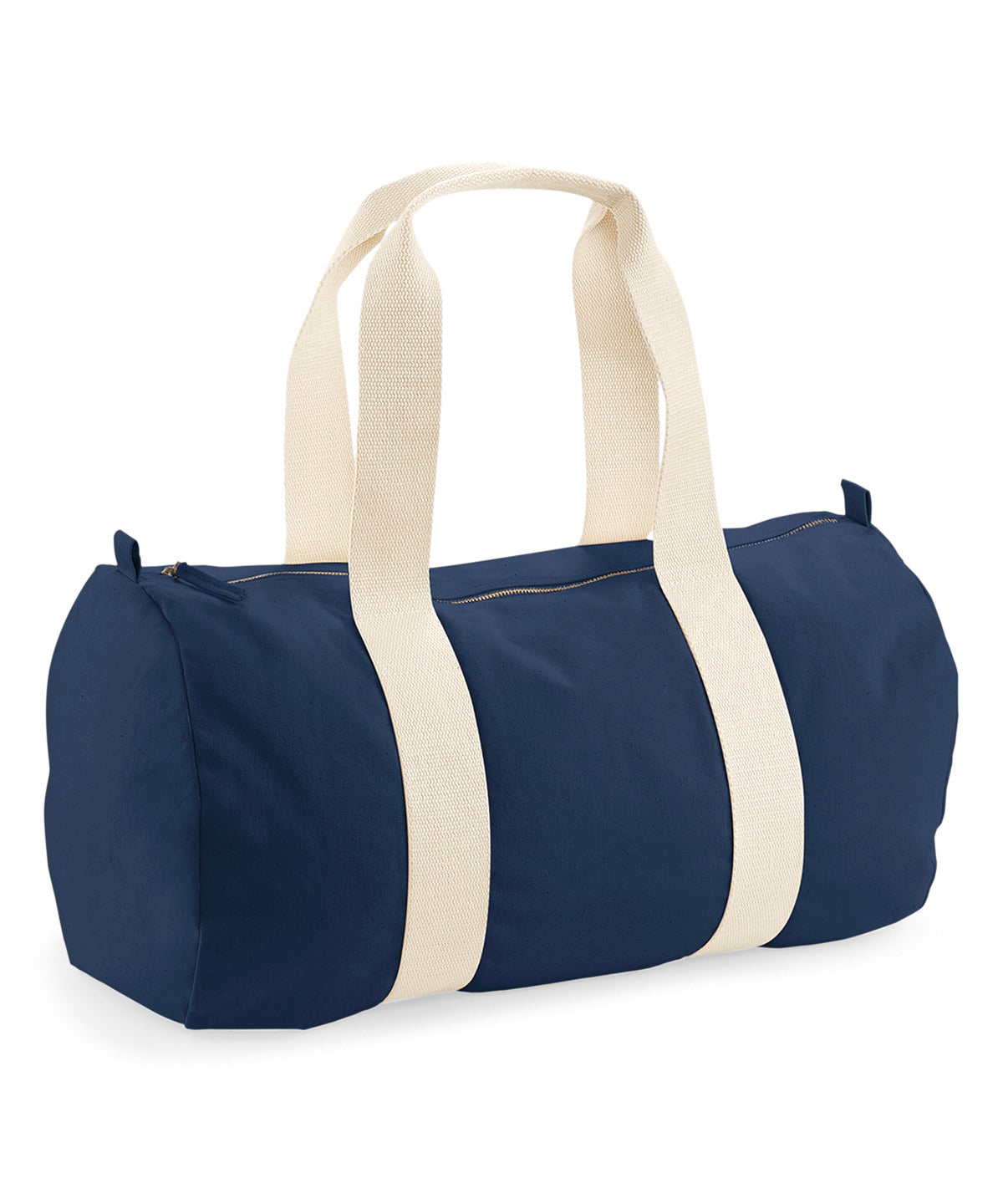 Tryck din logga på Väskor från Westford Mill - Anpassa EarthAware Organic Barrel Bag i färgen Marinblå One Size för företag, föreningar och privatpersoner
