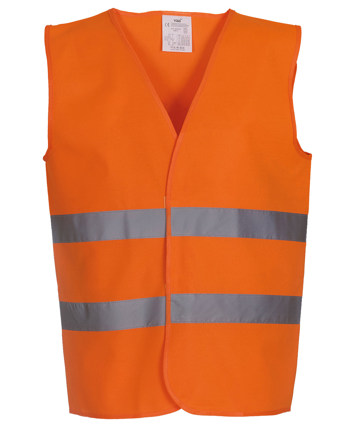 Tryck din logga på Skyddsvästar från Yoko - Anpassa Hi-vis väst med 2-band i färgen Mellan Orange för företag, föreningar och privatpersoner