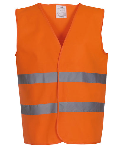 Tryck din logga på Skyddsvästar från Yoko - Anpassa Hi-vis väst med 2-band i färgen Mellan Orange för företag, föreningar och privatpersoner