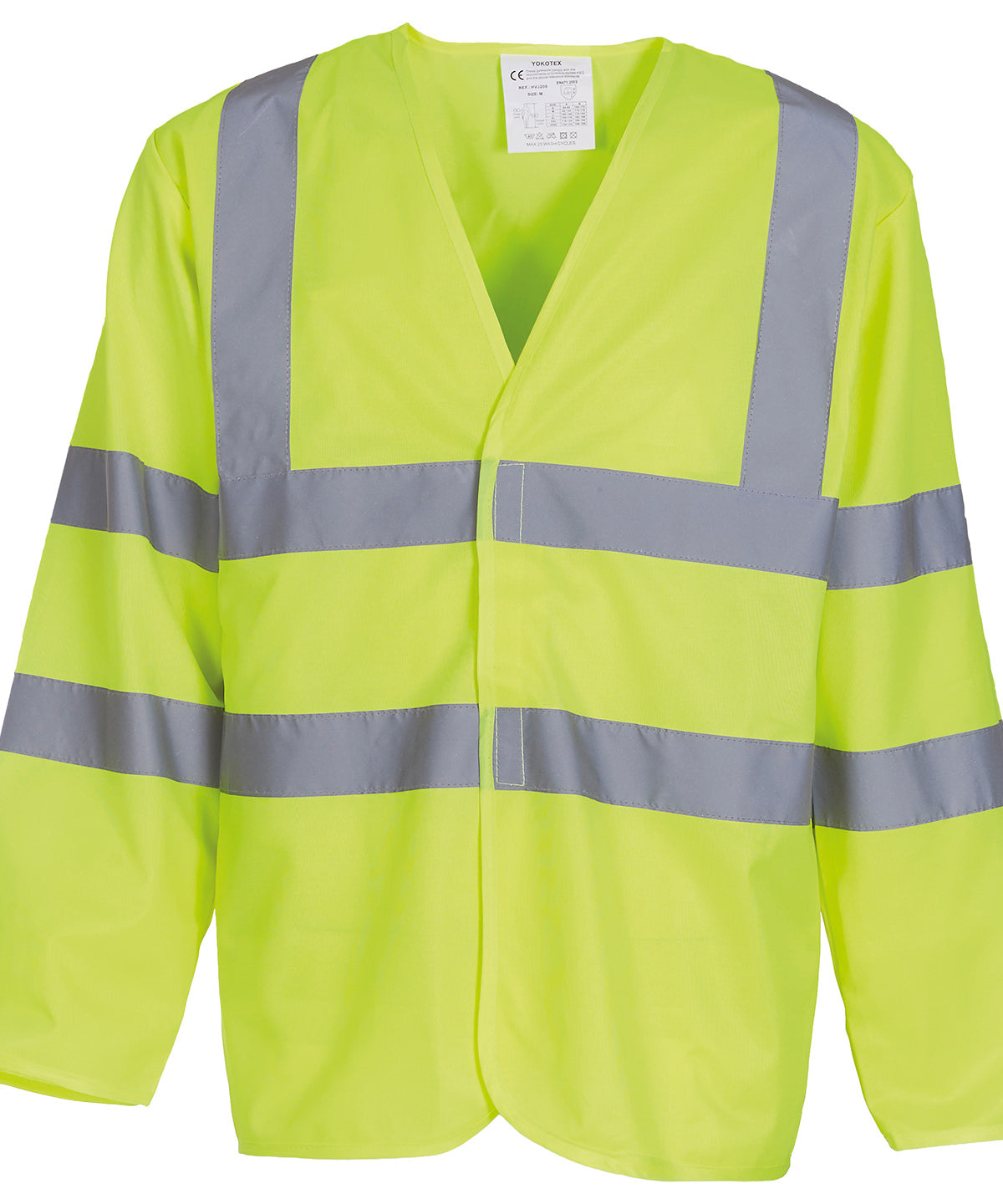 Tryck din logga på Skyddsvästar från Yoko - Anpassa Hi-vis väst med lång ärm i färgen Ljusgul för företag, föreningar och privatpersoner
