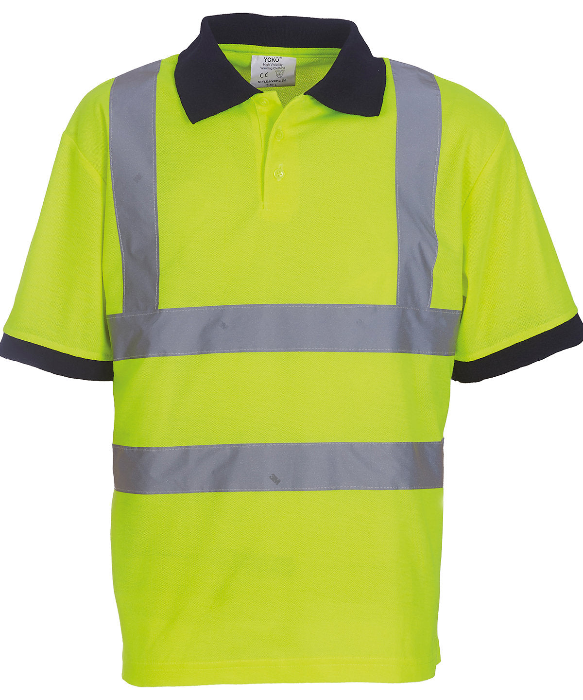 Tryck din logga på Piké från Yoko - Anpassa YOKO - Piké med kort ärm i Hi-vis-material i färgen Ljusgul för företag, föreningar och privatpersoner