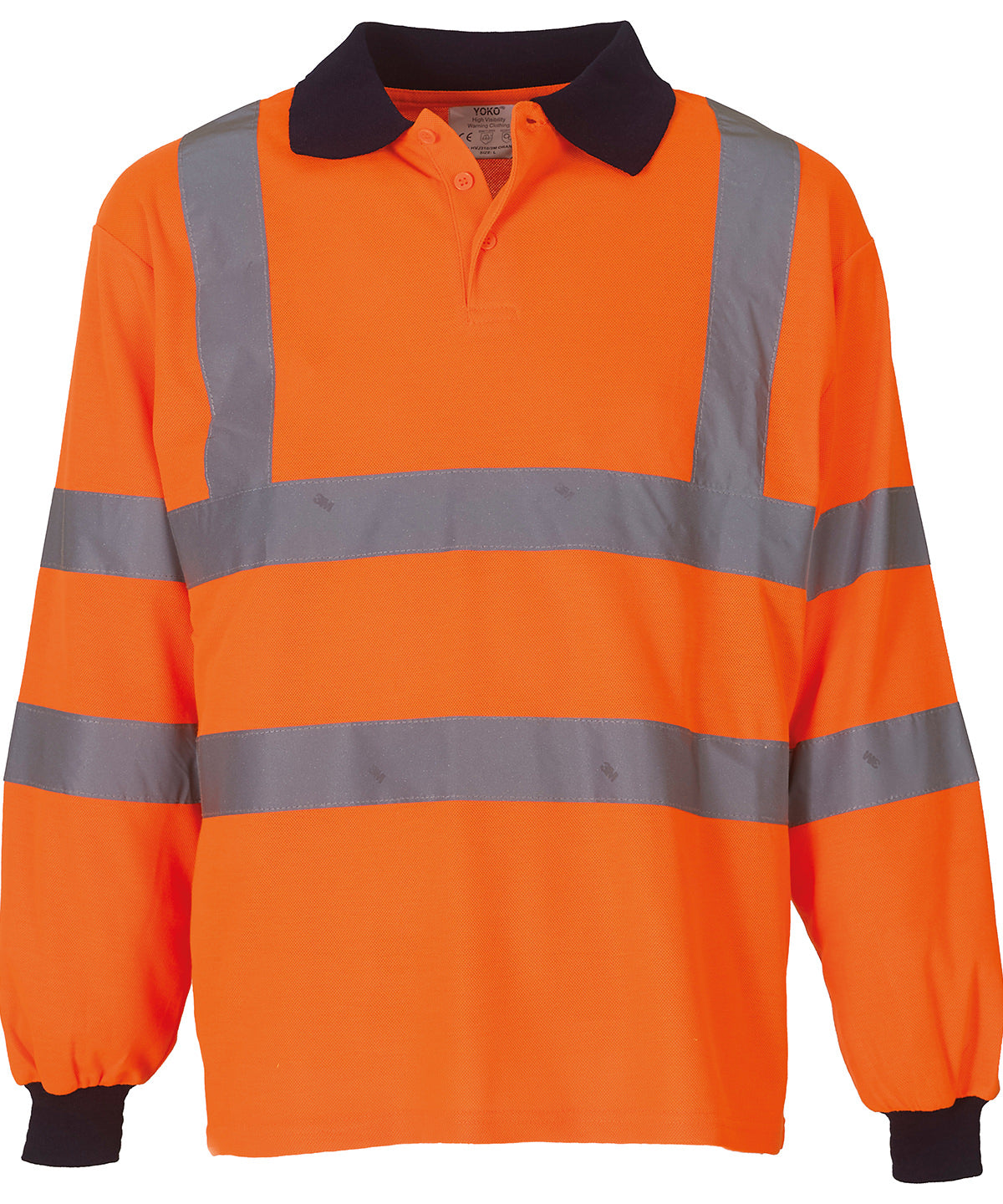 Tryck din logga på Piké från Yoko - Anpassa YOKO - Piké med lång ärm och Hi-vis i färgen Mellan Orange för företag, föreningar och privatpersoner