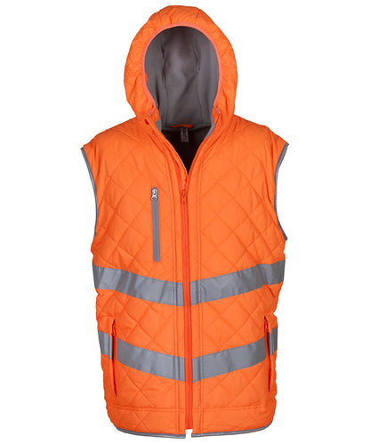 Tryck din logga på Termovästar från Yoko - Anpassa Hi-vis väst Kensington med huva i färgen Mellan Orange för företag, föreningar och privatpersoner