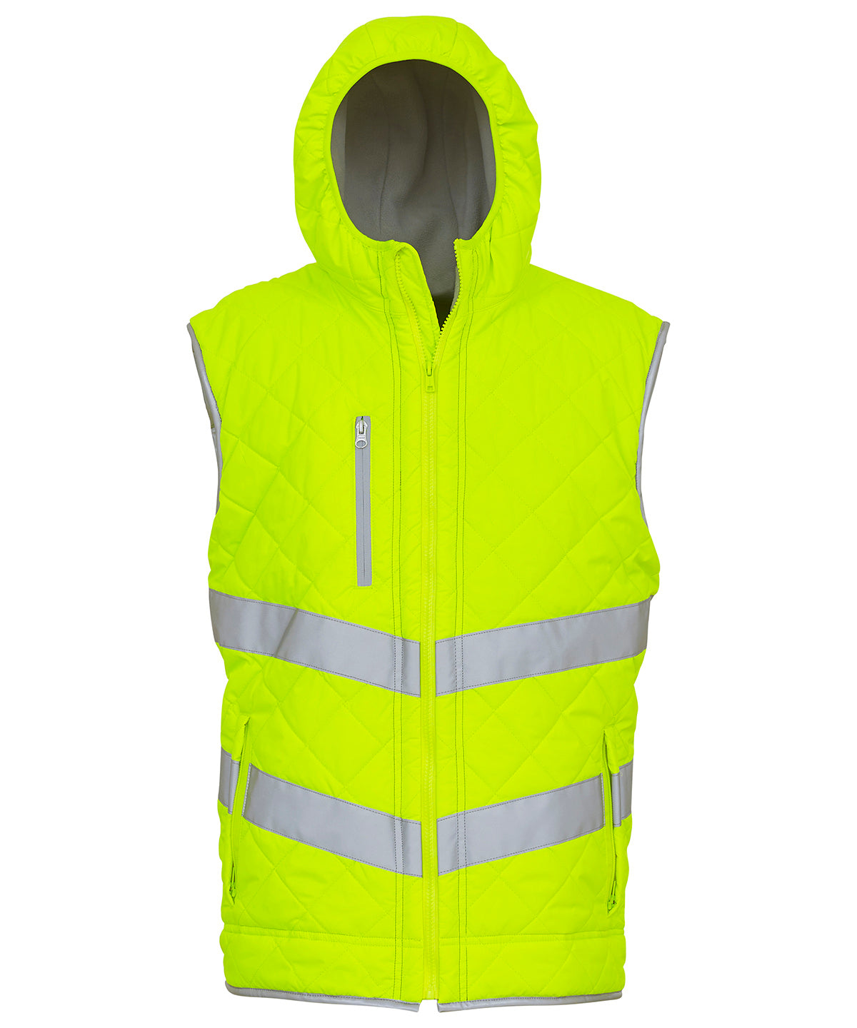 Tryck din logga på Termovästar från Yoko - Anpassa Hi-vis väst Kensington med huva i färgen Mellan gul för företag, föreningar och privatpersoner