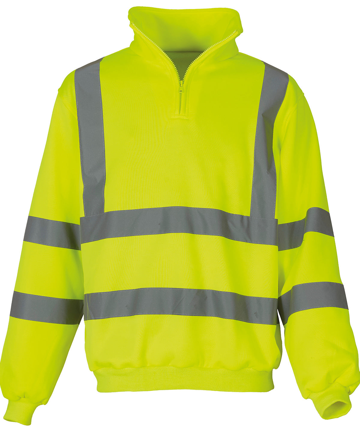 Tryck din logga på Sweatshirts från Yoko - Anpassa Hi-vis sweatshirt med dragkedja i färgen Ljusgul för företag, föreningar och privatpersoner