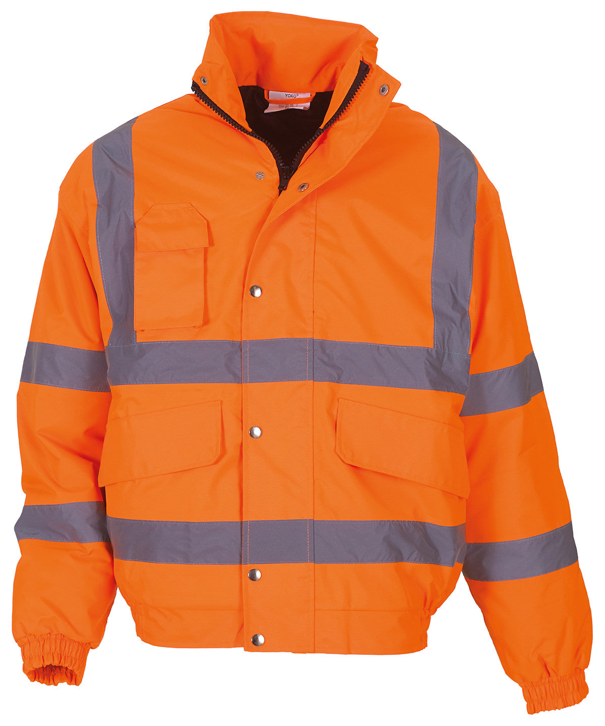Tryck din logga på Jackor från Yoko - Anpassa Hi-vis klassisk bomberjacka i färgen Mellan Orange för företag, föreningar och privatpersoner